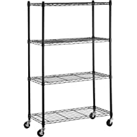 Amazon Basics - Estantería de 4 baldas- con ruedas - Negro